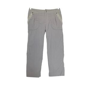 Title Nine Womens 4 Gray Outdoor Nylon Pants Hiking Camping Cropped Ties